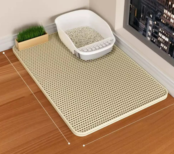 Large Honeycomb Double Layer Cat Litter Mat, 75x58cm