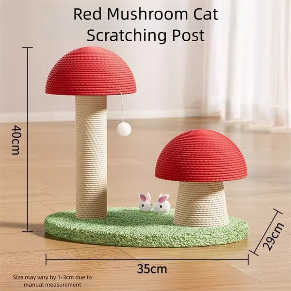 Red Mushroom Two Cat Scratching post 35x29x40cm
