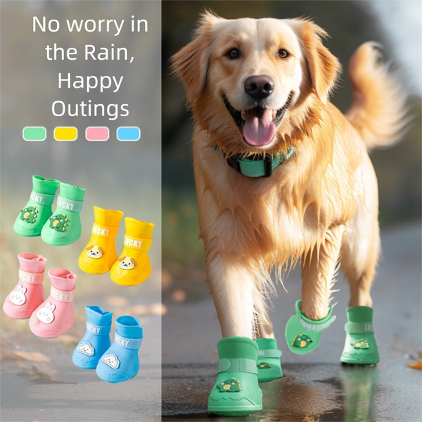 Water-Proof Dog Boots Medium-Large Dog Shoes For Rain