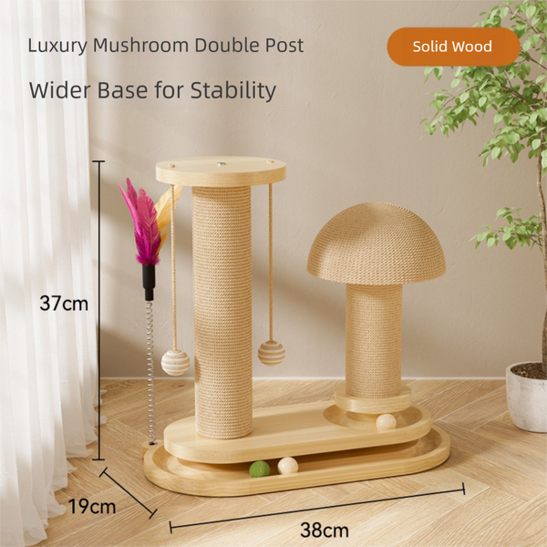 Mushroom Double Cat Scratching Post 38x19x37cm