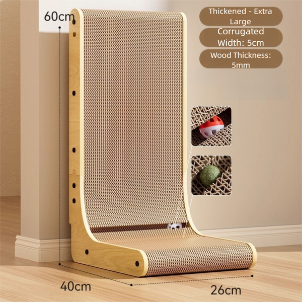 L Shape Cat Scratch Pad Wall Mounted 40x26x60cm