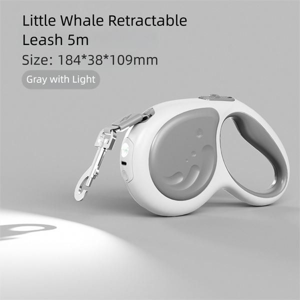 Tangle-Free Retractable Dog Leash With  LED Light 5m Strong Reflective Nylon Rope One-Handed Control