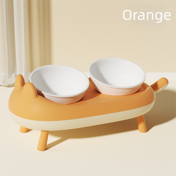 Raised Cat Bowls with Elevated by Stand - Orange