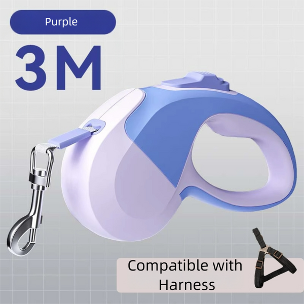 Tangle-Free Retractable Dog Leash  3M Strong Nylon Tape/Ribbon One-Handed Brake, Pause, Lock