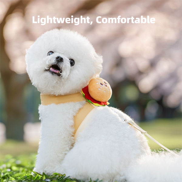 Mini burger Puppy Harness with Leash Set, Dog Harness for Small Dogs No Pull