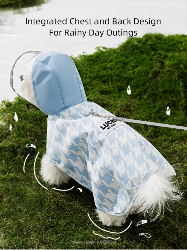 Dog Raincoat Small Medium Dogs Puppy Rain Jacket Blue Luck